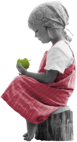 Bild Maedchen mit Apfel